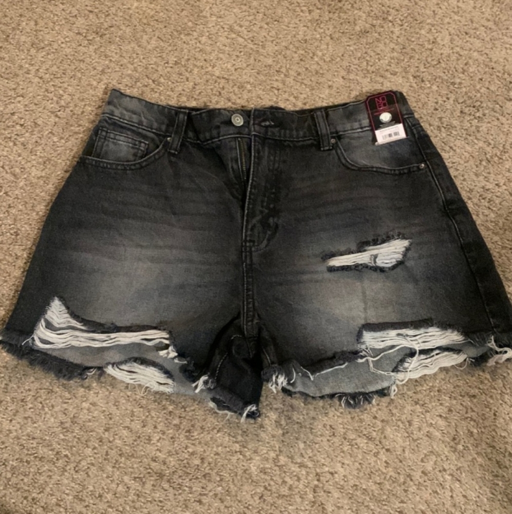 NWT Distressed High Waisted Black Denim Shorts